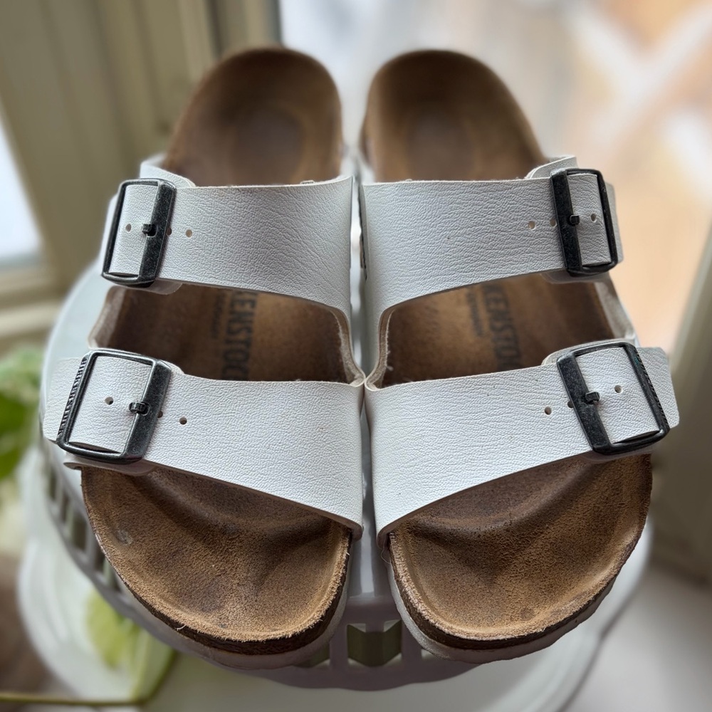 Birkenstock White Leather Sandals